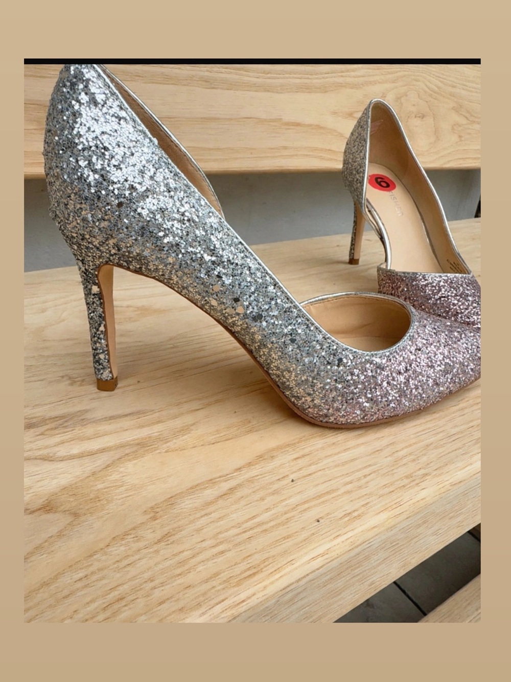 Glitter Ombre High Heel Pumps - Silver to Pink